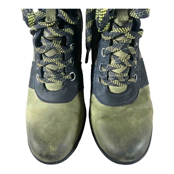 Sorel Lexie Wedge Lace Up Boots Camouflage Sz 7.5 Green/Black - Picture 3 of 6